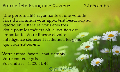Carte bonne f&ecirc;te Françoise Xavière